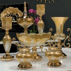 7 Parça Salon Konsol Aksesuar Takımı Camel Gold - 7